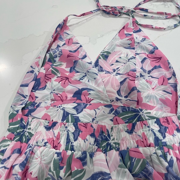 Pink Lily Floral Maxi Dress - Pink and Blue - Picture 2 of 9